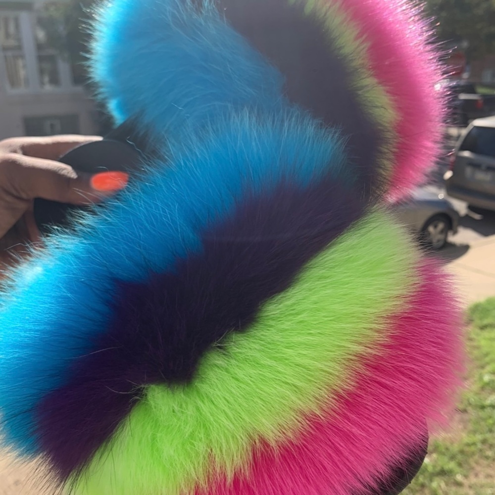 Charlotte Colorful Real Fur Slides Sizes 5.5-8.5 - image 2